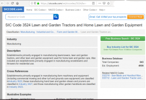 sic code for lawn and garden tractor manufacture.png